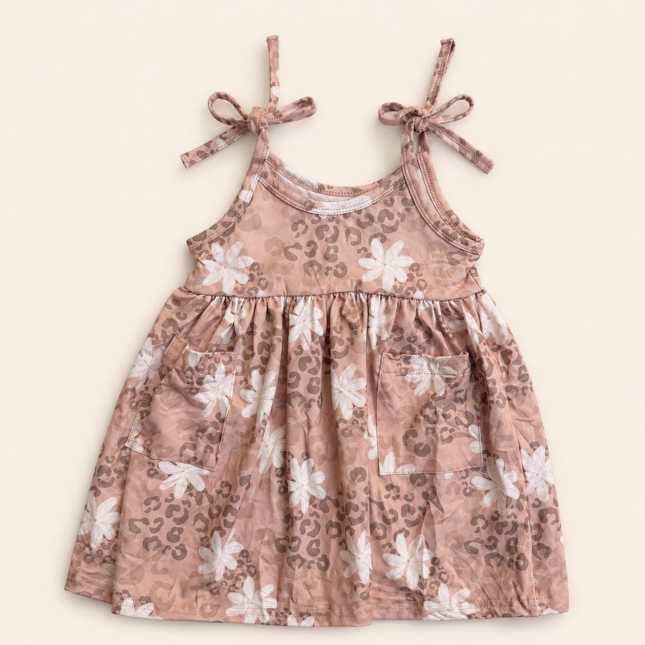 Tiare x Cheetah with Pockets Self Tie Tanktop Dress Baby Girl Milk Silk Clothes Shop Haven Mae Exclusive