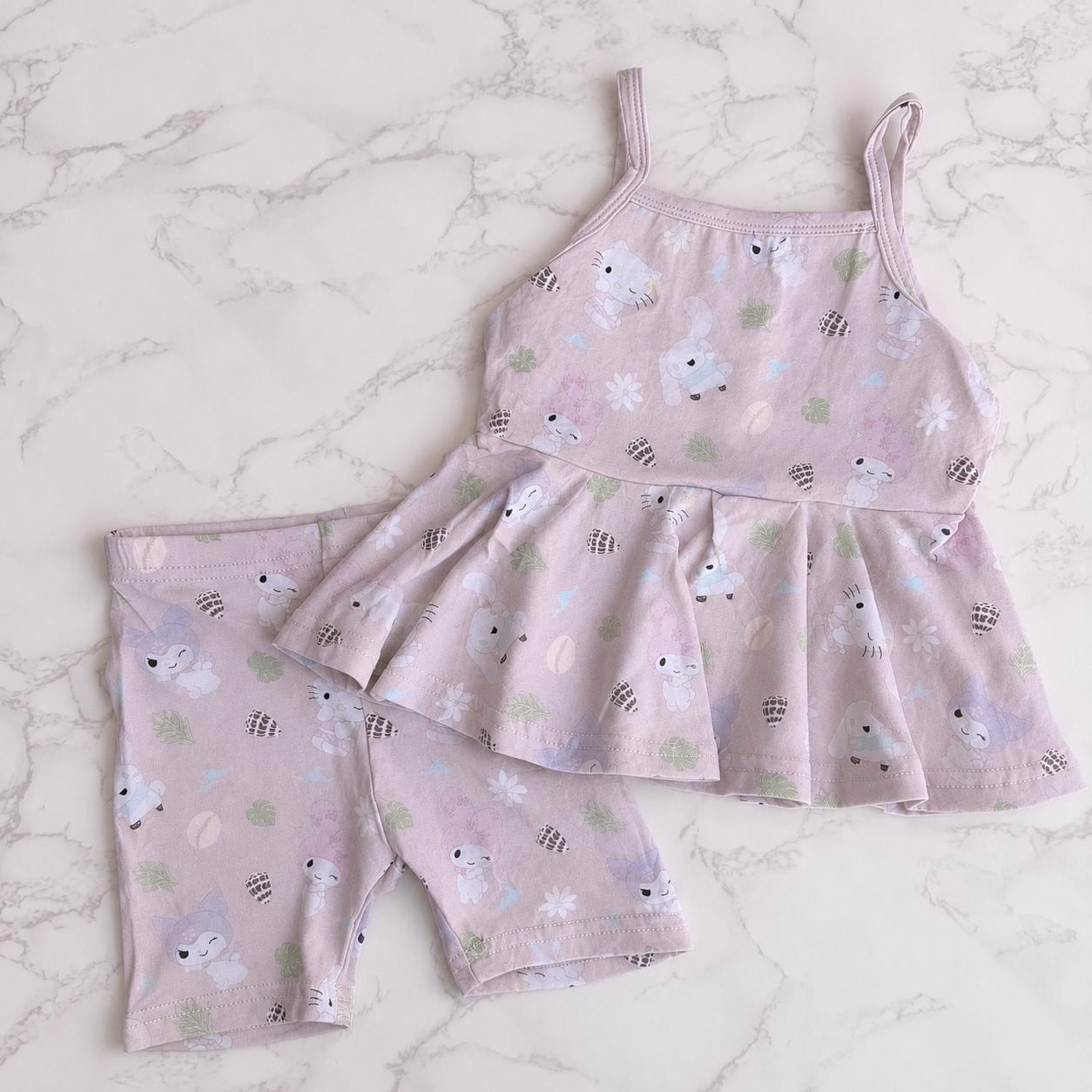 Purple Kawaii Local Friends Hebrew Shell 2 Piece Set Tanktop + Biker Shorts Bamboo Material Baby Girl Clothes Shop Haven Mae Exclusive