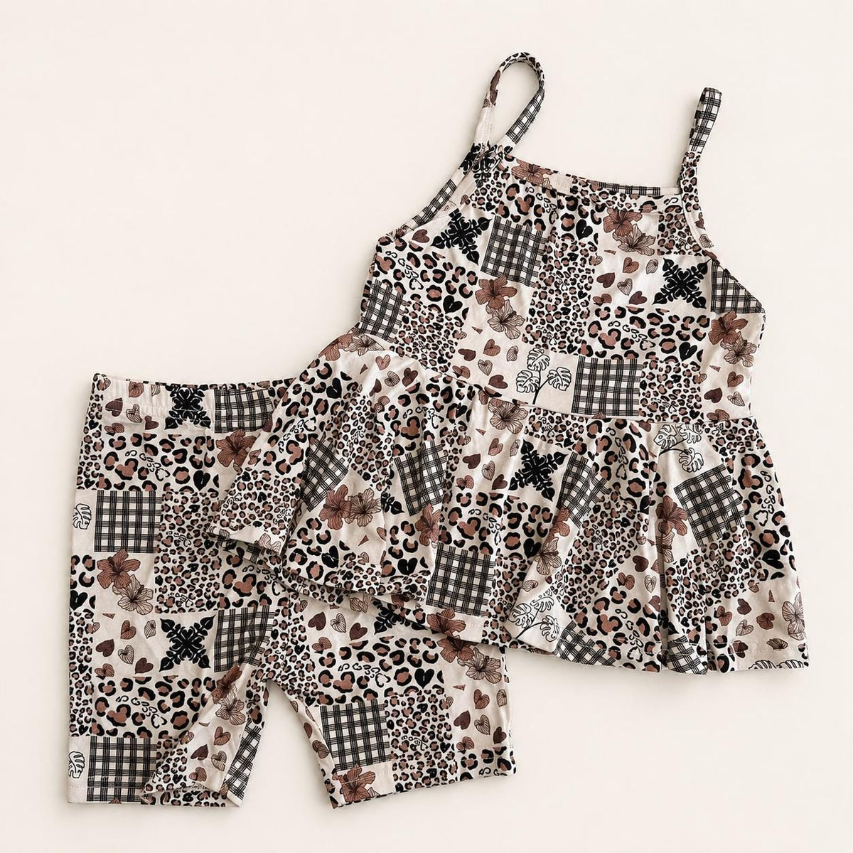 Main St Market Cheetah Magical Print 2 Piece Set Tanktop + Biker Shorts Bamboo Baby Girl Clothes Shop Haven Mae Exclusive