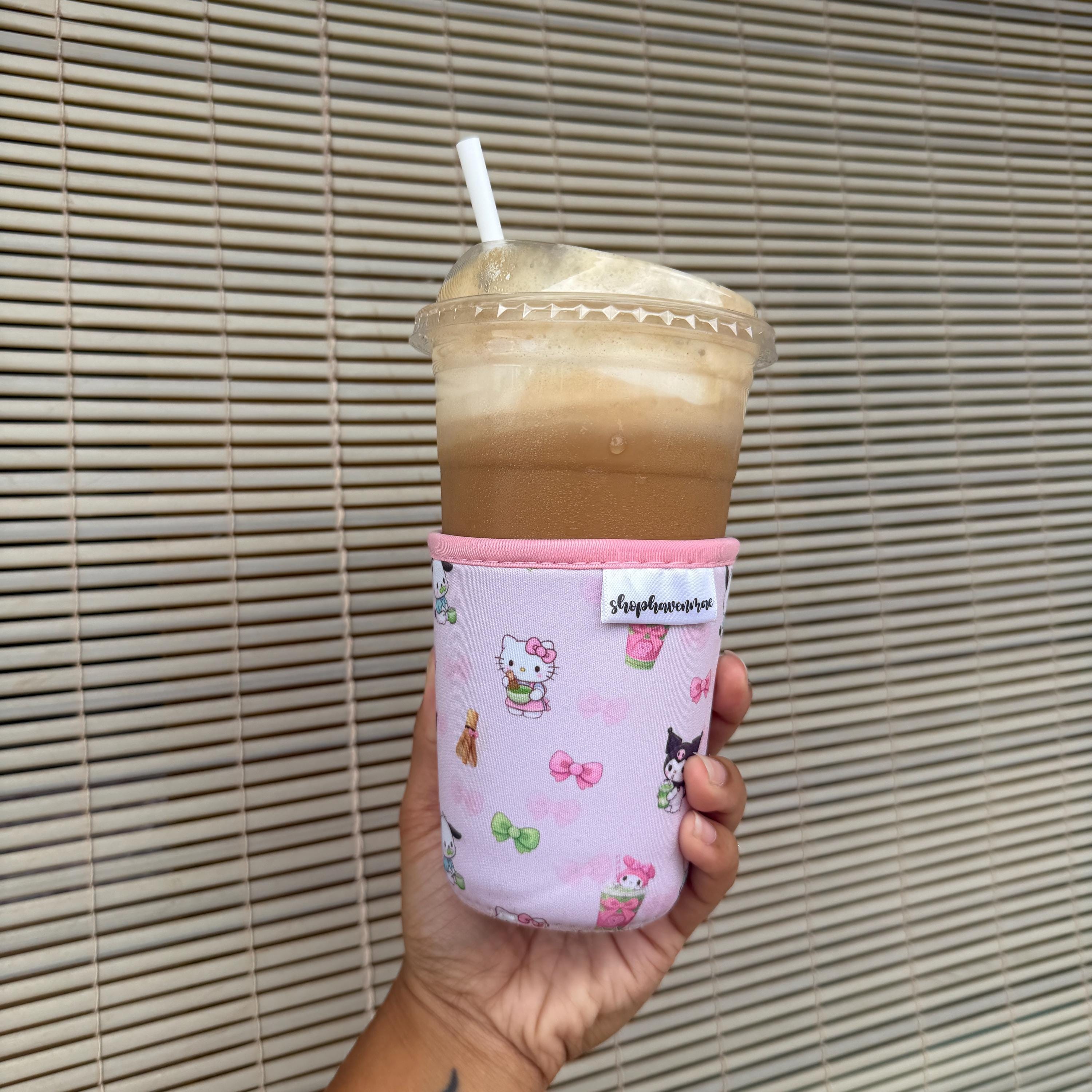Matcha x Kawaii Friends Sippin Pretty Collab Print With Neoprene Material Coffee Cozies Coffee Cozy Cup Sleeve