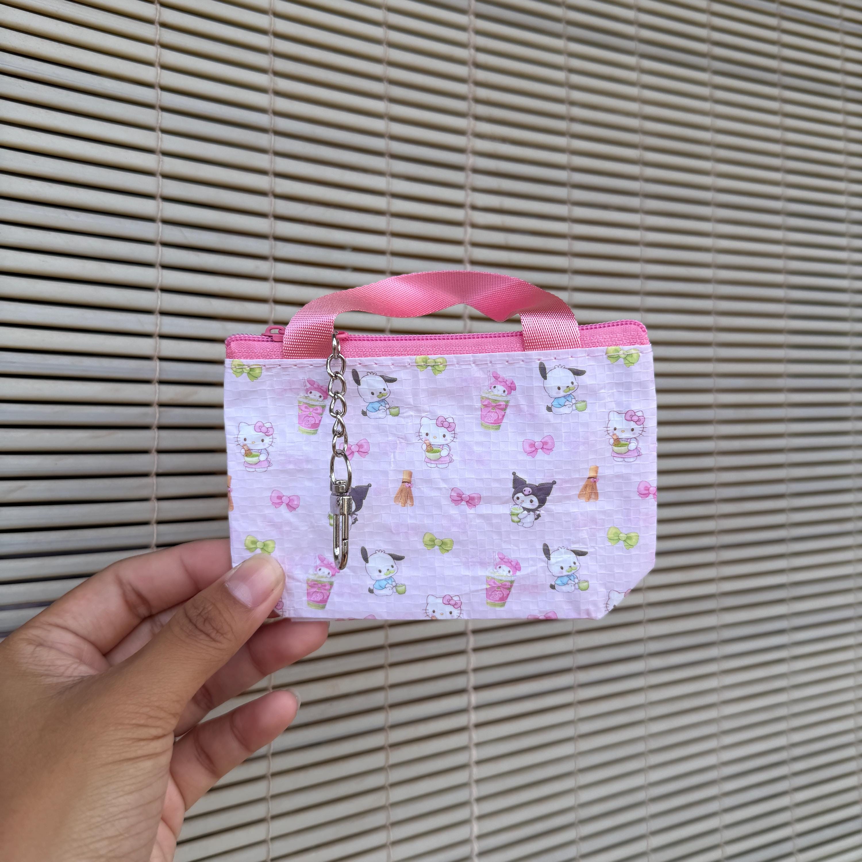 Matcha x Kawaii Friends Sippin Pretty Collab Print Mini Bag Keychain + Zipper by Shop Haven Mae