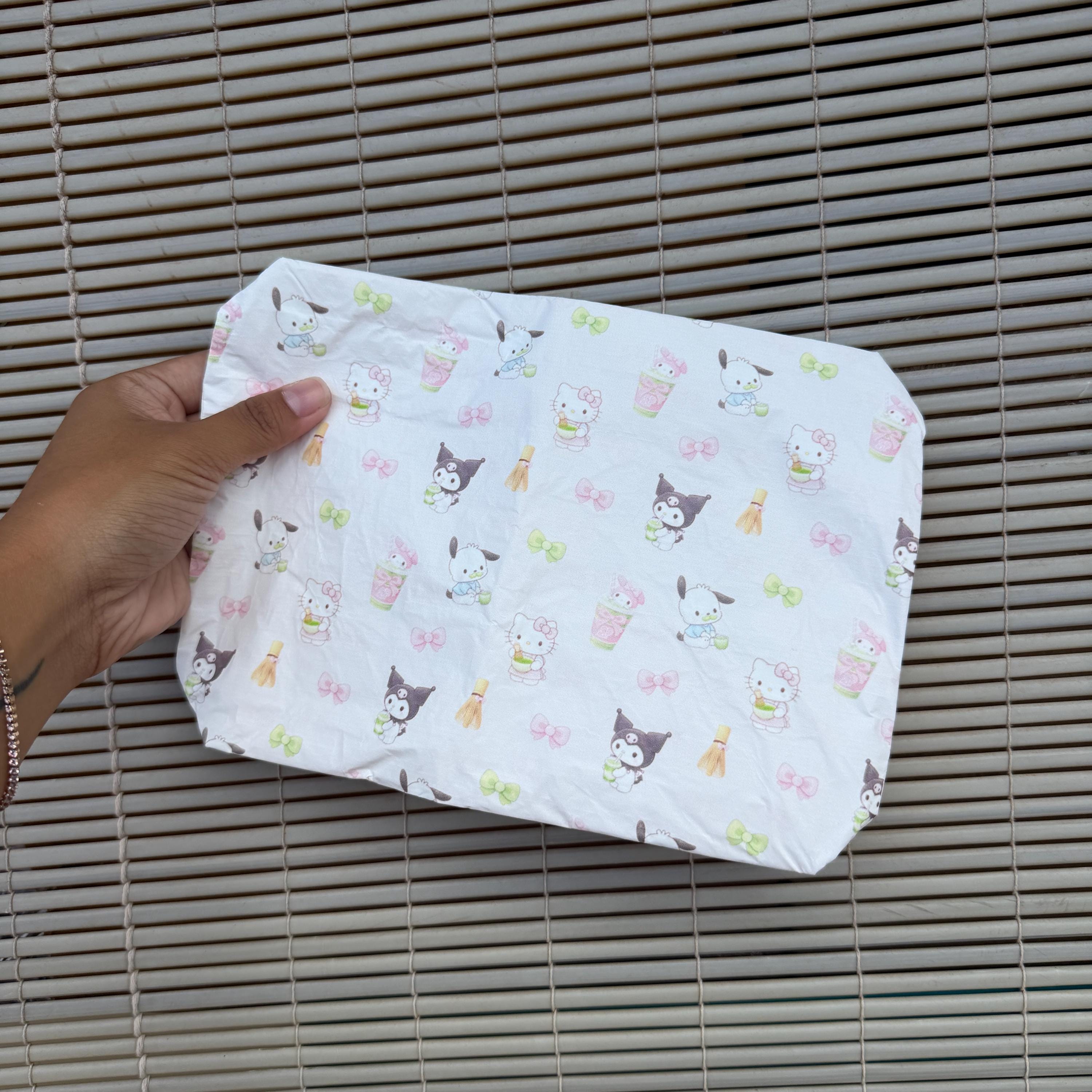 Matcha x Kawaii Friends Sippin Pretty Collab Print Tyvek Bag Small Tyvek Waterproof Splash Pouch by Shop Haven Mae