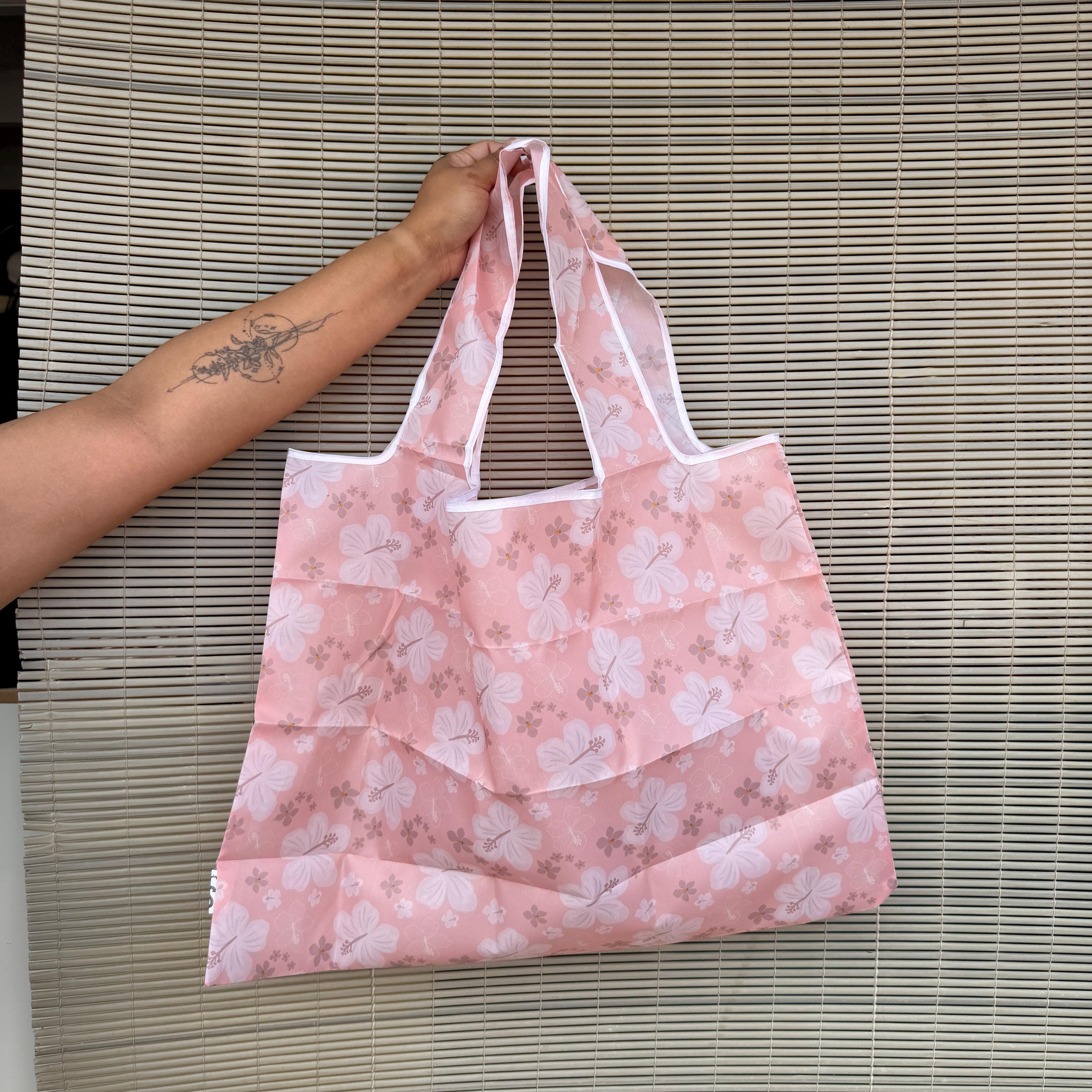 Mandini Made x Mini Market Collective Pink Pua Daydream Reusable Folding Bags