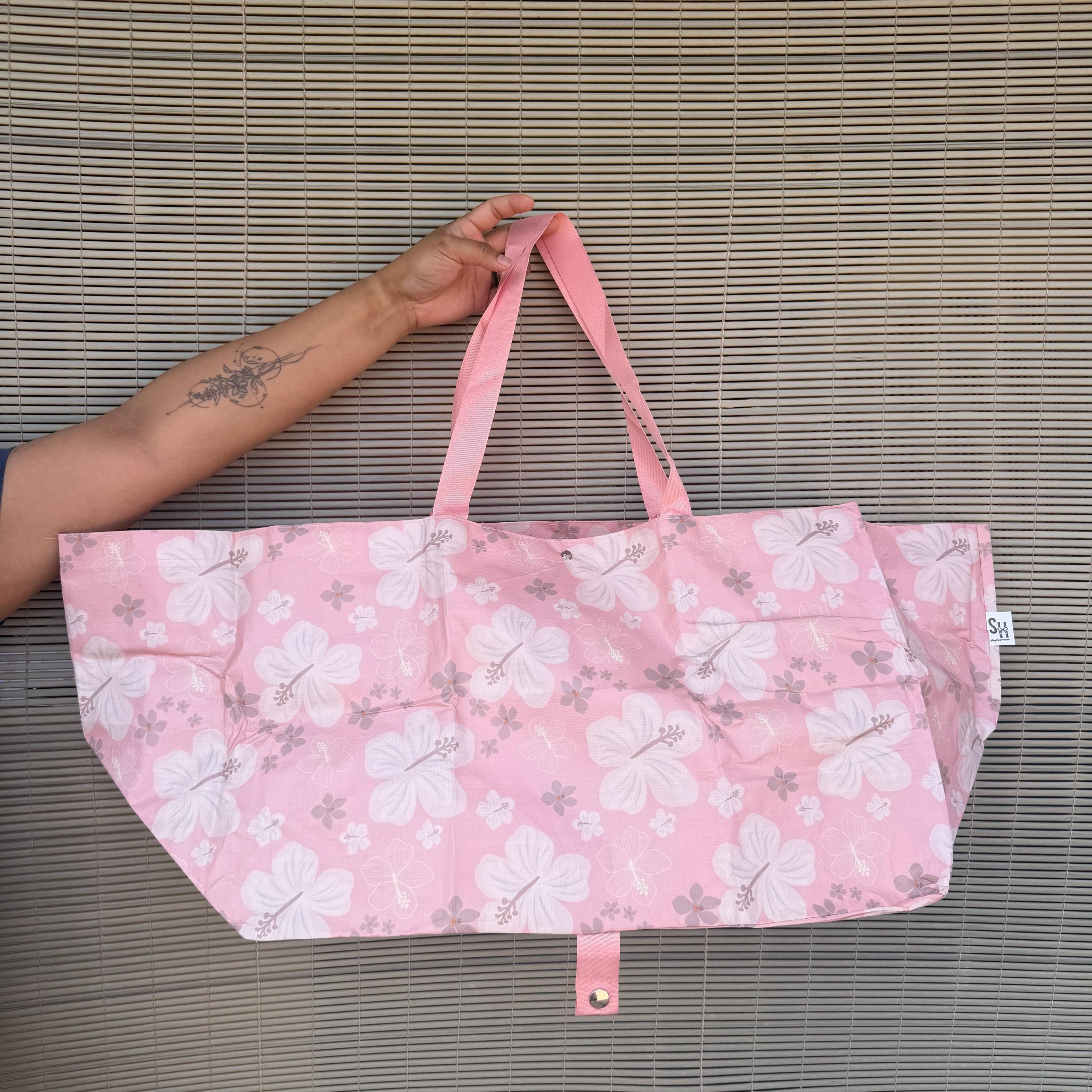 Mandini Made x Mini Market Collective Pink Pua Daydream LARGE Foldie Bag Shop Haven Mae Tote Bag