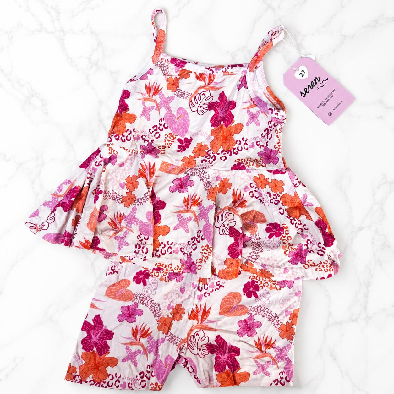 Pink + Cream Main St Market Magical Print 2 Piece Set Tanktop + Biker Shorts Bamboo Baby Girl Clothes Shop Haven Mae Exclusive