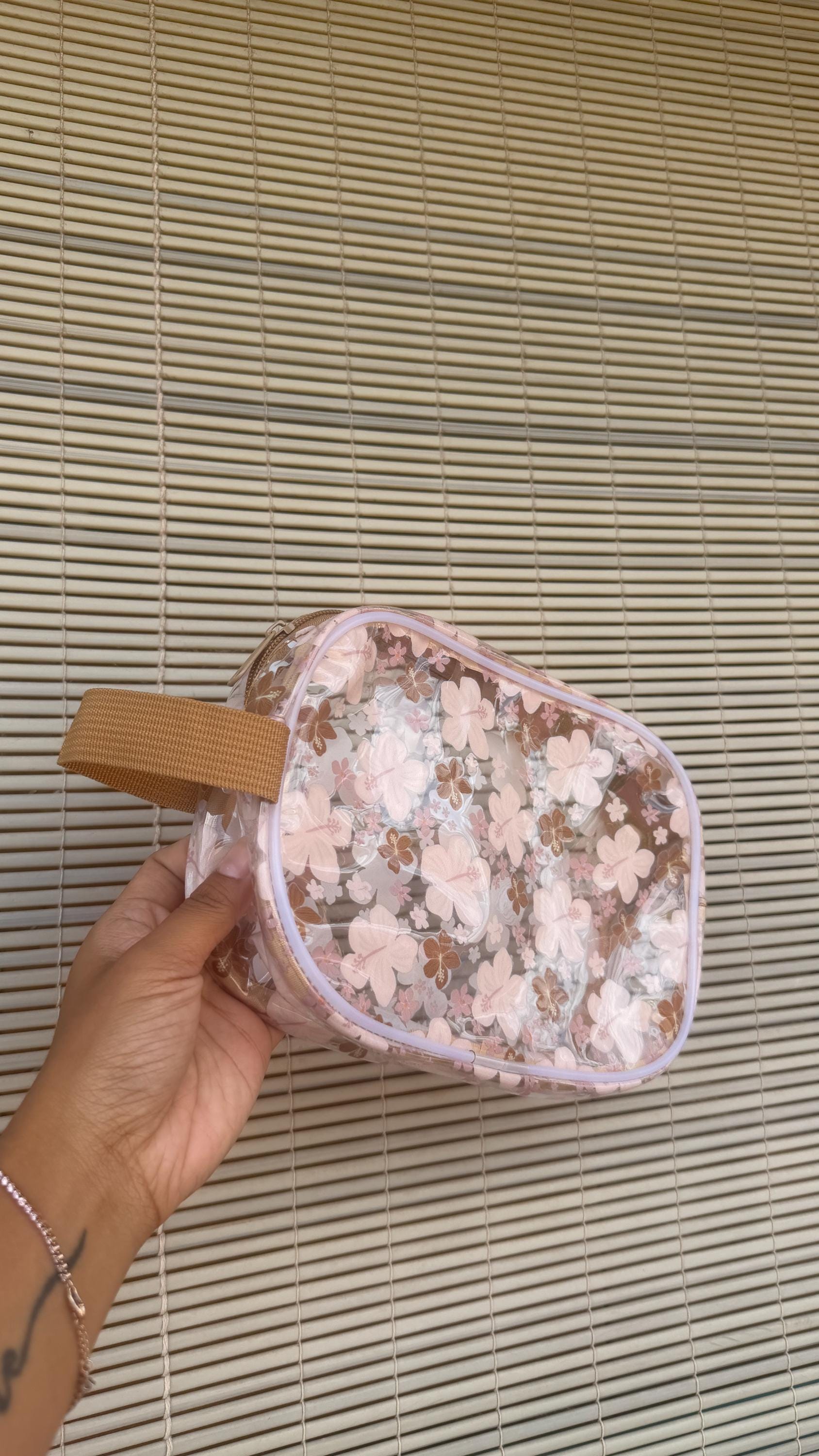 Mandini Made x Mini Market Collective Brown Pua Daydream Small Clear Pouch Bag with Small Carry Strap | Shop Haven Mae Exclusive Item