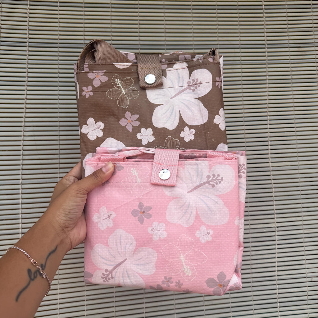 Mandini Made x Mini Market Collective Brown Pua Daydream LARGE Foldie Bag Shop Haven Mae Tote Bag